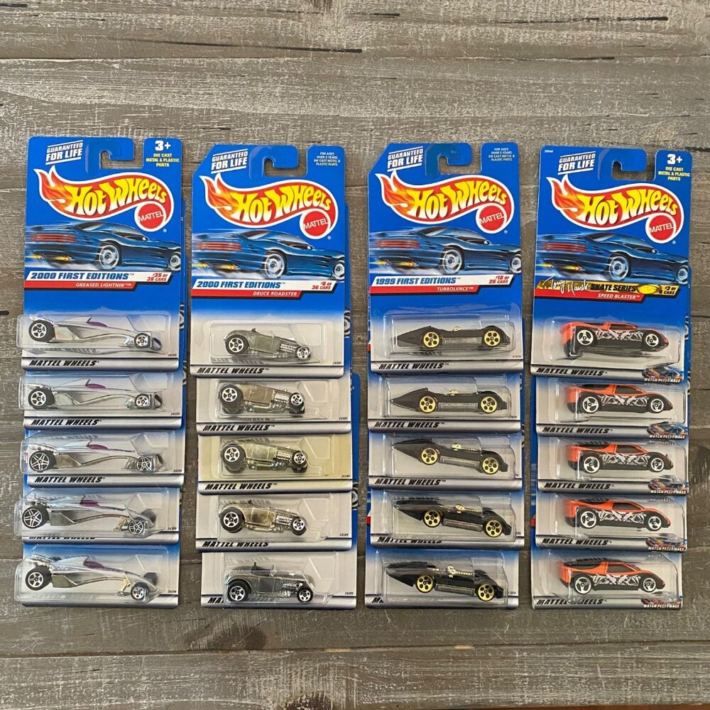 Hot Wheels Lot Of 20 Cars Greased Lightnin Tony Hawk Speed‎ Blaster Turbolence